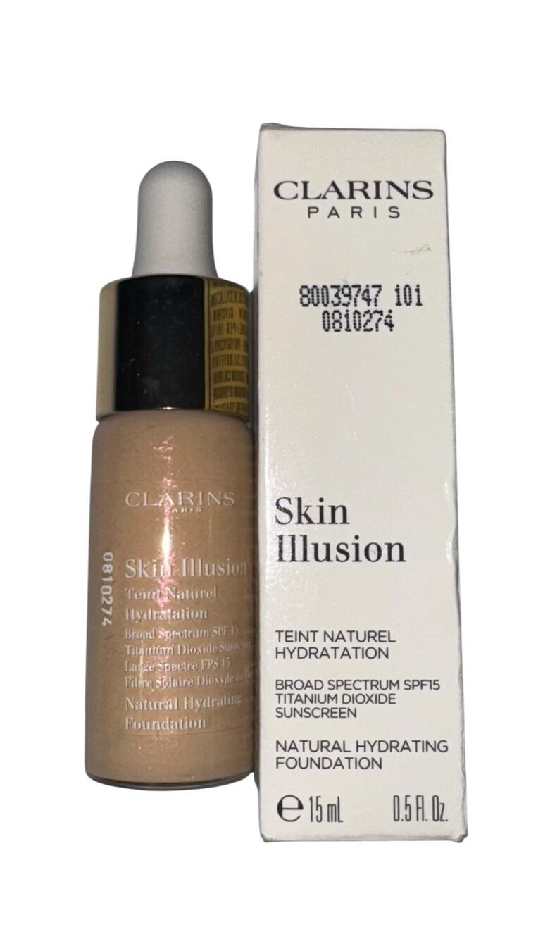 New Clarins Paris Skin Illusion Foundation Shade Linen 101 15ml Travel Hydration